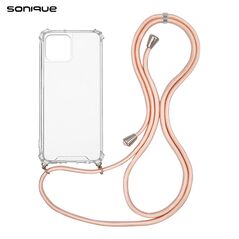 Θήκη Σιλικόνης με Κορδόνι Sonique Armor Clear Apple iPhone 15 Ροζ Σατινέ - Sonique - Ροζ Σατινέ - iPhone 15