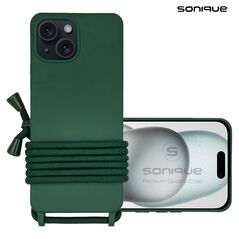 Θήκη Σιλικόνης με Κορδόνι CarryHang Sonique Apple iPhone 15 Πράσινο Σκούρο - Sonique - Πράσινο Σκούρο - iPhone 15