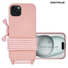 Θήκη Σιλικόνης με Κορδόνι CarryHang Sonique Apple iPhone 15 Plus Ροζ - Sonique - Ροζ - iPhone 15 Plus