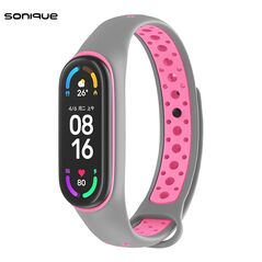 Λουράκι Σιλικόνης Sonique Sport για Xiaomi Mi Band 5/6 Γκρι / Φουξ - Sonique - Γκρι / Φουξ - Λουράκια