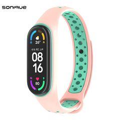 Λουράκι Σιλικόνης Sonique Sport για Xiaomi Mi Band 5/6 Ροζ / Βεραμάν - Sonique - Ροζ / Βεραμάν - Λουράκια