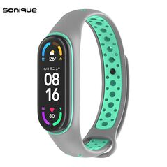 Λουράκι Σιλικόνης Sonique Sport για Xiaomi Mi Band 5/6 Γκρι / Βεραμάν - Sonique - Γκρι / Βεραμάν - Λουράκια