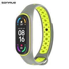 Λουράκι Σιλικόνης Sonique Sport για Xiaomi Mi Band 7 Γκρι / Λαχανί - Sonique - Γκρι / Λαχανί - Λουράκια