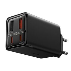 Baseus Plug Charger 2x USB, 2x Type-C, 65W + Type-C to Type-C Cable - Baseus (P10162701113-00) - Black 6932172644444 έως 12 άτοκες Δόσεις