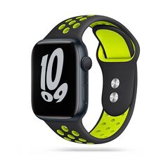 Strap for APPLE WATCH 4 / 5 / 6 / 7 / SE (42 / 44 / 45 MM) Tech-Protect Softband black & lime 5906735412703
