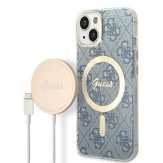 Original Case IPHONE 14 Guess Hardcase 4G Print MagSafe + Wireless Charger (GUBPP14XHJEACSA) blue 3666339102968