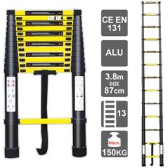 HELIX ΣΚΑΛΑ ΤΗΛΕΣΚΟΠΙΚΗ ΑΛΟΥΜΙΝΙΟΥ 13 ΣΚΑΛΙΑ 3,8M (150KG) 75831013 ΤΕΜΑΧΙΟ εως 12 άτοκες δόσεις