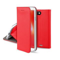 Smart magnet Apple iPhone 13 Pro (6.1) oldalra nyíló mágneses könyv tok szilikon belsővel piros 5900495937209
