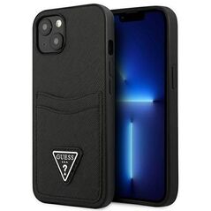 Case IPHONE 13 MINI Guess Hardcase Saffianotriangle Logo Cardslot (GUHCP13SPSATPK) black 3666339048082