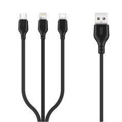 Cable 3in1 2.1A USB - Micro USB + Lightning + USB-C XO NB103 black 6920680862689