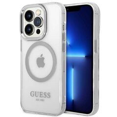 Original Case IPHONE 14 PRO MAX Guess Hard Case Metal Outline Magsafe (GUHMP14XHTRMS) silver 3666339069858