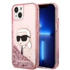 Karl Lagerfeld Glitter Karl&#39;s Head case for iPhone 14 Plus - pink