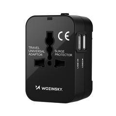 Wozinsky WUTWC travel adapter universal 24W EU / US / AUS / UK / 2x USB-A - black