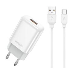 Wall Charger 2.4A USB + Cable USB - USB-C Jellico EU01 white 6974929202941