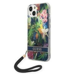 Original Case IPHONE 14 Guess Hardcase Flower Strap (GUOHCP14SHFLSB) blue 3666339093952