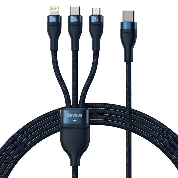 Baseus Flash Series II cable USB Type C / USB Type A - USB Type C / Lightning / micro USB 100 W 1.5 m blue (CASS030203) 6932172608781