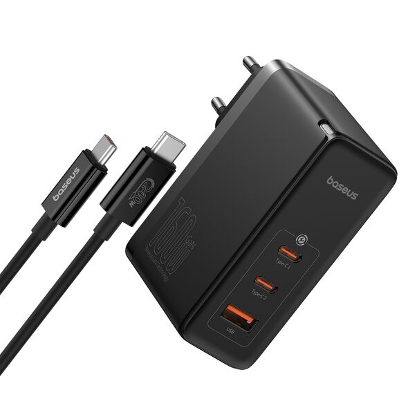 Baseus GaN5 Pro GaN charger 2x USB-C / USB-A 160W - black + USB-C - USB-C 240W cable - black 6932172635046