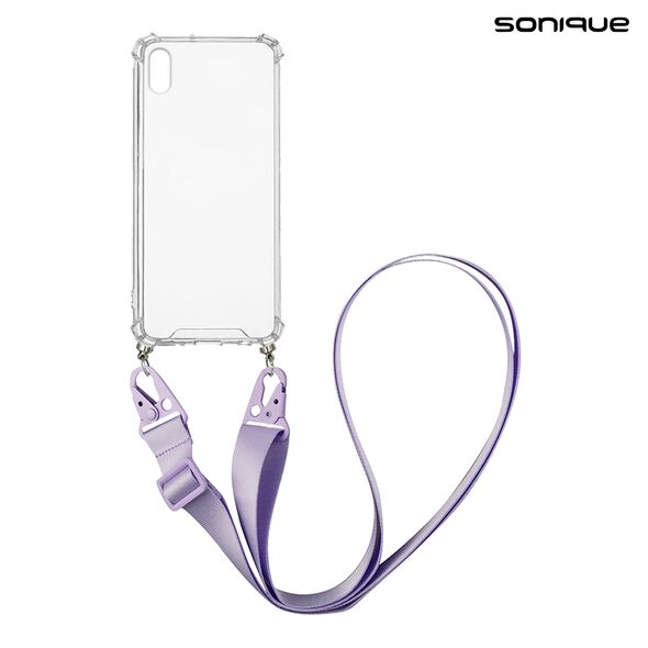 Θήκη Σιλικόνης με Strap Sonique Armor Clear Apple iPhone XS MAX Λιλά 5201101882938