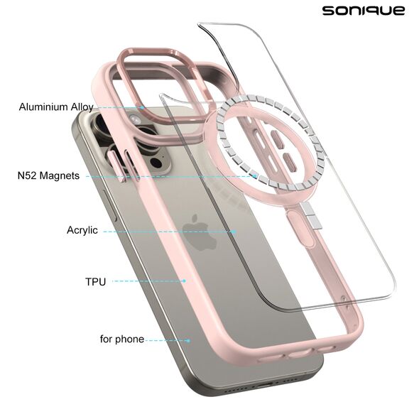 Θήκη Magnetic MagMetal Sonique Apple iPhone 13 Pro Max Ροζ 5210312021739