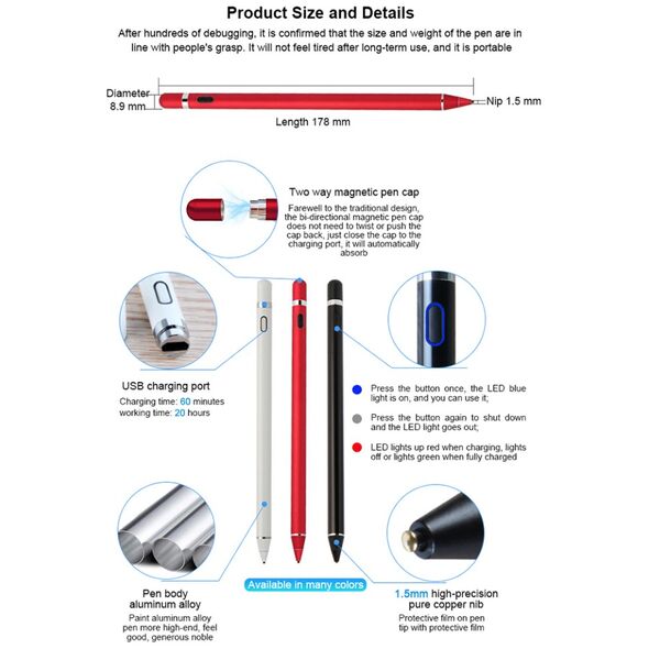 Techsuit Techsuit - Stylus Pen (JA05) - Active, Aluminum Alloy, Android, iOS, Microsoft, with Charging Cable - Silver 5949419057869 έως 12 άτοκες Δόσεις