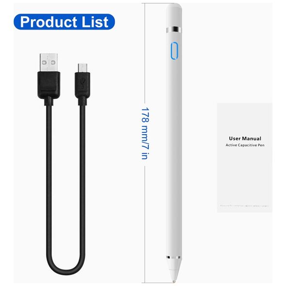 Techsuit Techsuit - Stylus Pen (JA05) - Active, Aluminum Alloy, Android, iOS, Microsoft, with Charging Cable - Silver 5949419057869 έως 12 άτοκες Δόσεις