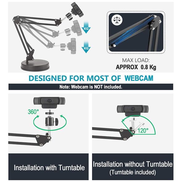 Techsuit Techsuit - Desk Holder (GT6) - Adjustable Arm for Multipurpose Use with 1/4" Screw Compatibility - Black 5949419030510 έως 12 άτοκες Δόσεις