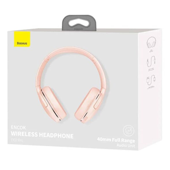 Baseus Bluetooth Wireless Noise Reduction Headset - Baseus Encok D02 Pro (NGTD010304) - Pink 6932172611712 έως 12 άτοκες Δόσεις