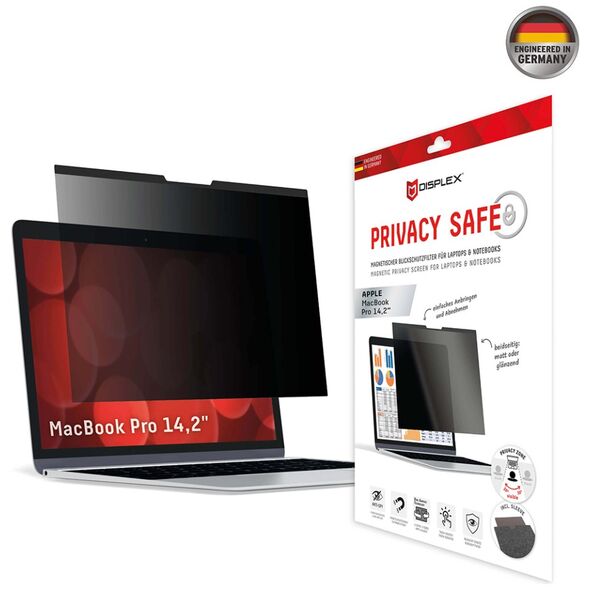 Displex Folie pentru MacBook Pro 14" (2021 / 2022 / 2023) - Displex Laptop Privacy Safe - Black 4028778119249 έως 12 άτοκες Δόσεις