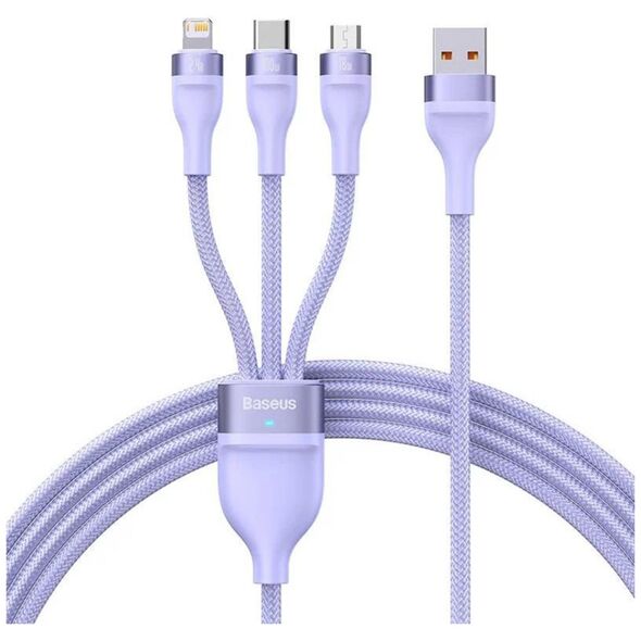 Baseus Data Cable 3in1, USB, 100W, 1.2m - Baseus Flash Series 2 (CASS030005) - Purple 6932172608736 έως 12 άτοκες Δόσεις