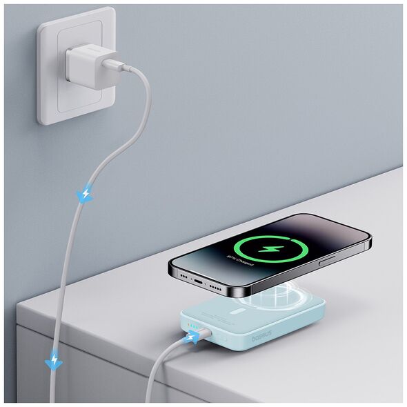 Baseus External Type-C Battery Type-C, Wireless Charging, 20W, 10000mAh + Type-C Cable, 30cm - Baseus Mini Air (P10059001313-00) - Blue 6932172636173 έως 12 άτοκες Δόσεις