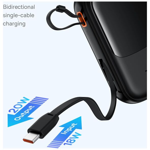 Baseus External Lightning Battery Pack, 2x Type-C, USB, 22.5W, 20000mAh + Type-C Cable - Baseus Qpow Pro+ (P10067103113113-00) - Black 6932172652746 έως 12 άτοκες Δόσεις