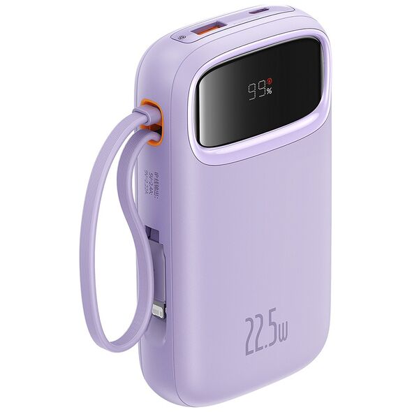 Baseus External Battery Pack 2x Lightning, 3x Type-C, 2x USB, 22.5W, 10000mAh + Type-C Cable, 30cm - Baseus Qpow Pro+ (P100555500351313-00) - Purple 6932172636272 έως 12 άτοκες Δόσεις