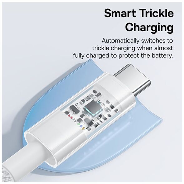 Baseus USB to Type-C cable, Super Fast Charging 100W, 1m - Baseus Gem (P103737300222211-00) - Moon White 6932172658731 έως 12 άτοκες Δόσεις