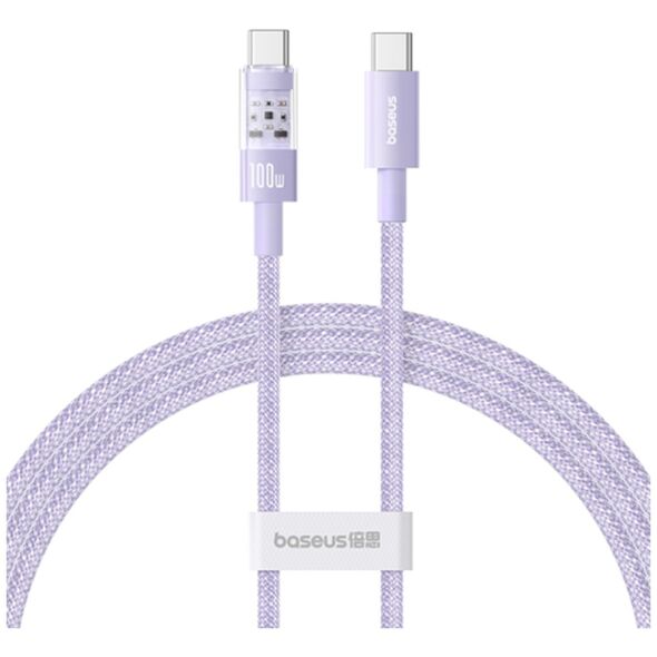 Baseus USB-C to Type-C cable, Super Fast Charging 100W, 1m - Baseus Gem (P103737300051111-00) - Nebula Purple 6932172658809 έως 12 άτοκες Δόσεις