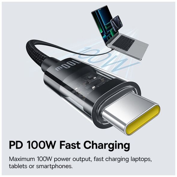 Baseus USB-C to Type-C cable, Super Fast Charging 100W, 2m - Baseus Gem (P1037373000111-01) - Cluster Black 6932172658816 έως 12 άτοκες Δόσεις