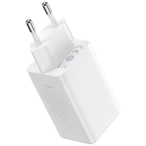 Baseus 3in1 EU Charger, 65W, Type-C Cable - Baseus GaN5 Pro (CCGP120202) - White 6932172617516 έως 12 άτοκες Δόσεις