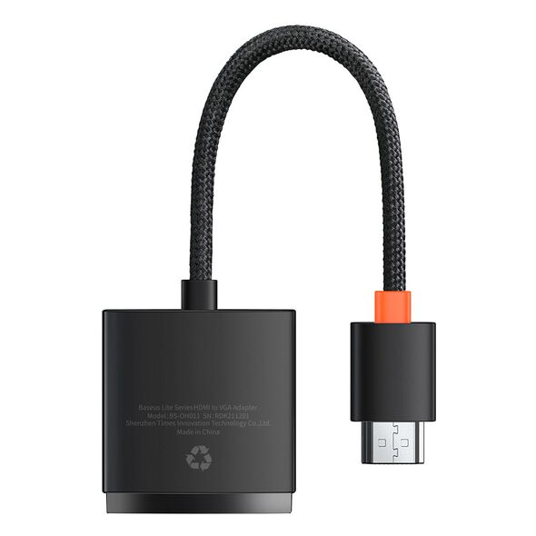 Baseus Adaptor HDMI la VGA, Jack 3.5mm, Micro-USB Intrare Curent, 1080P, 60Hz - Baseus Lite Series (WKQX010101) - Black 6932172606169 έως 12 άτοκες Δόσεις