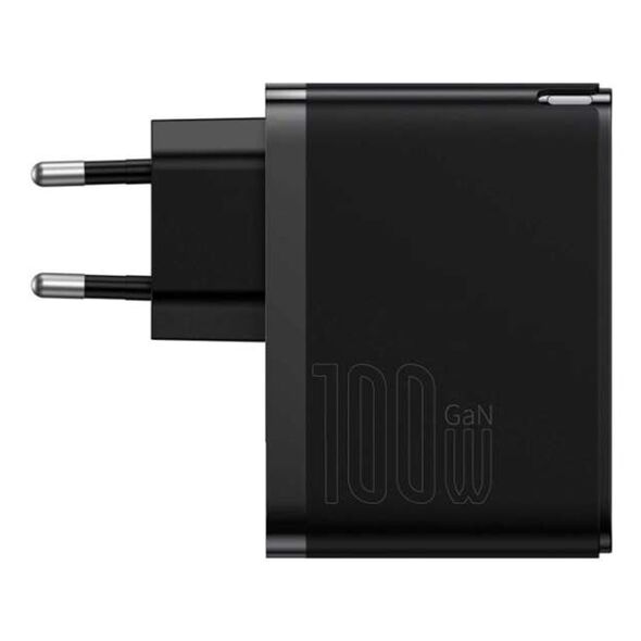 Baseus 2in1 EU Charger, 100W, Type-C Cable, 1m - Baseus GaN5 Pro (CCGP090201) - Black 6932172608958 έως 12 άτοκες Δόσεις