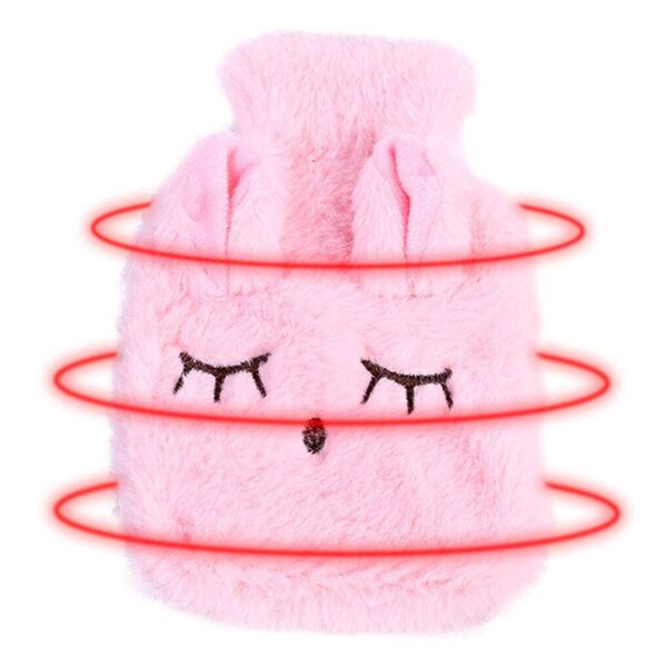 Rubber Hot Water Bottle in Pink Cover 5904161140740