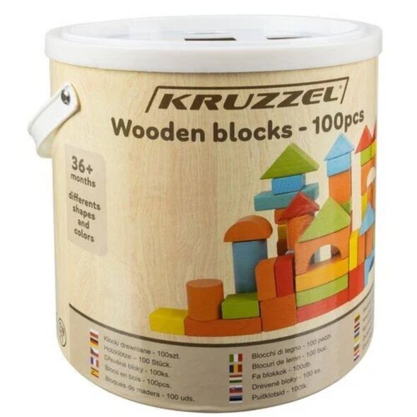 Colorful Wooden Blocks 100 pcs. Kruzzel 5904161145325