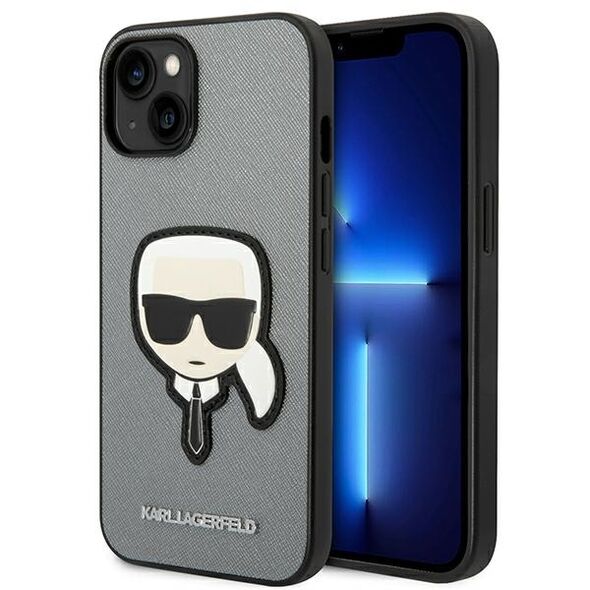 Karl Lagerfeld KLHCP14MSAPKHG iPhone 14 Plus 6,7" srebrny/silver hardcase Saffiano Karl`s Head Patch 3666339077082