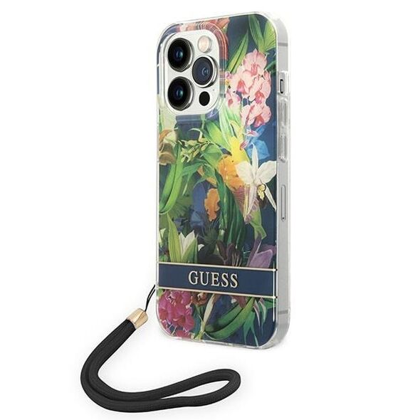 Guess GUOHCP14LHFLSB iPhone 14 Pro 6.1 &quot;blue / blue hardcase Flower Strap 3666339093976