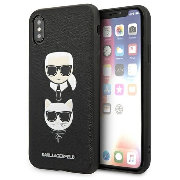 Karl Lagerfeld Saffiano Karl&amp;Choupette Head case for iPhone X/XS - black 3666339055004