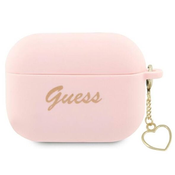 Guess GUAP2LSCHSP AirPods Pro 2 cover pink/pink Silicone Charm Heart Collection 3666339111014