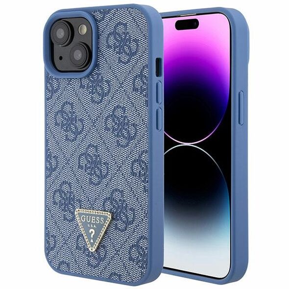 Guess GUHCP15SP4TDPB iPhone 15 6.1&quot; blue/blue hardcase Leather 4G Triangle Strass 3666339146528