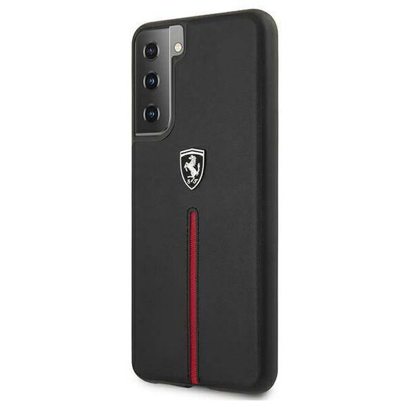 Original Case SAMSUNG GALAXY S21 Ferrari Hardcase Off Track Leather Nylon Stripe (FEOSIHCS21SBK) black 3700740496152