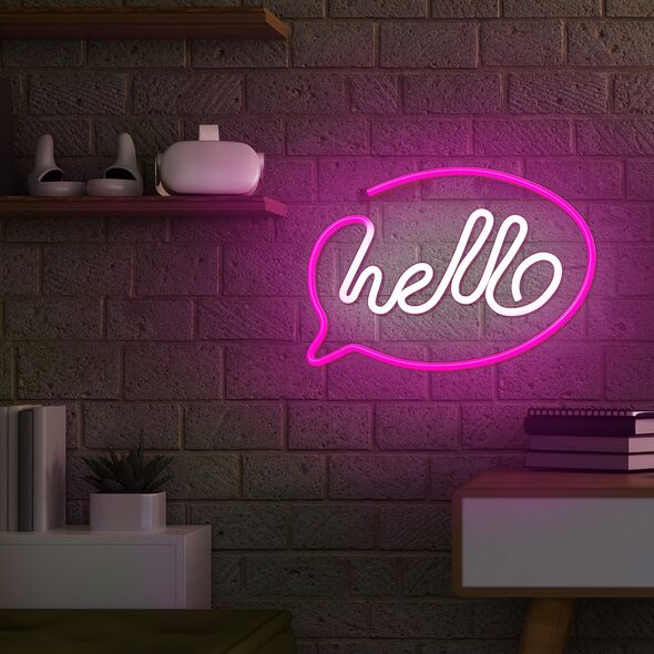 Neon LED Light HELLO pink white Bat + USB FLNE15 Forever Light 5900495956217