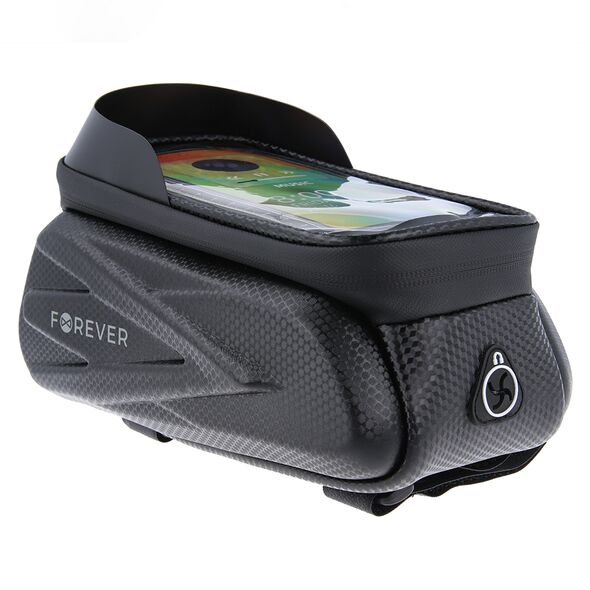 Waterproof bike frame bag with shell sides and phone holder Forever Outdoor black 5900495982285