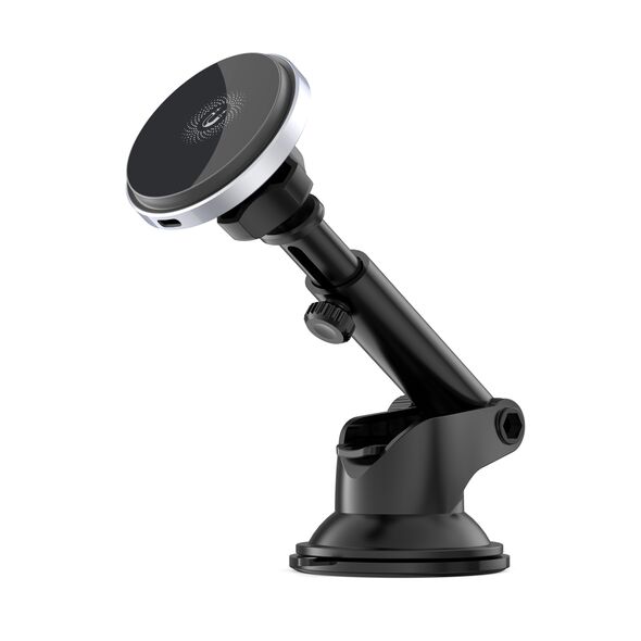 XO car holder magnetic CX017 with wireless inductive charger black 15W with suction cup 6920680843152