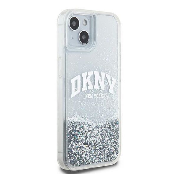 DKNY case for iPhone 15 6,1&quot; DKHCP15SLBNAET white HC liquid glitters w arch logo 3666339270896